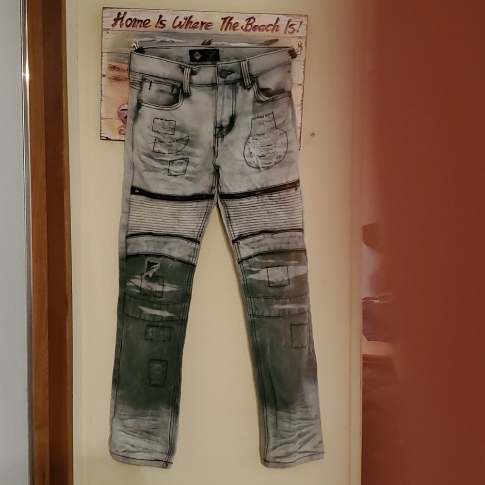 Road narrows denim acid washed blue jeans size 10